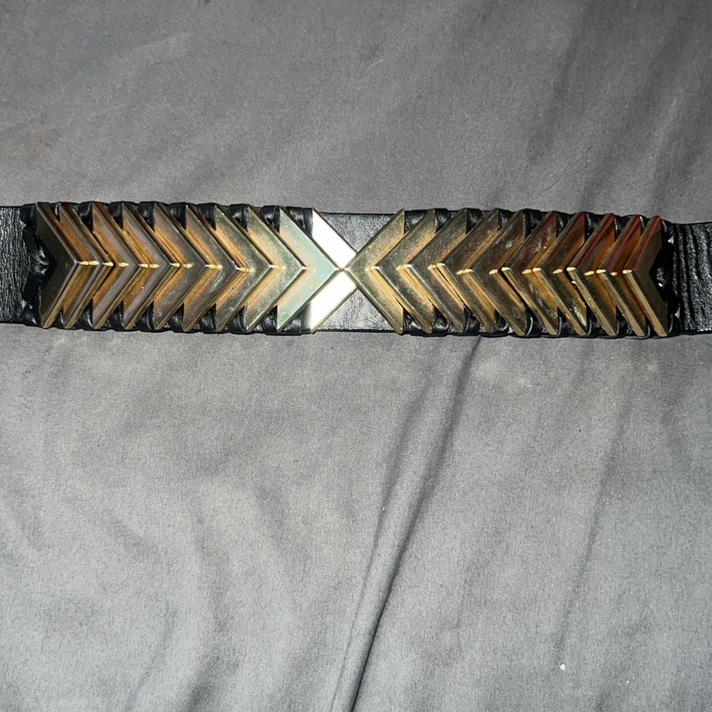 balmain x hm black and gold leather waist belt size small